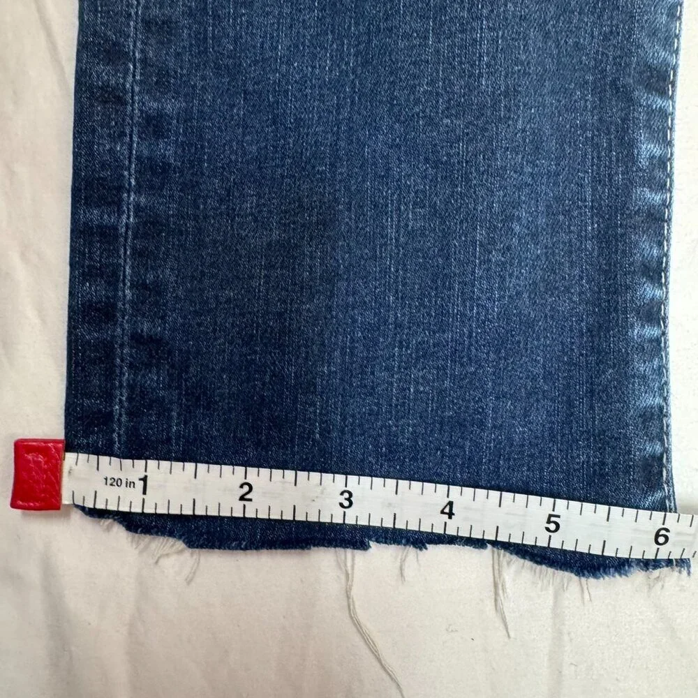 EUC Big Star Brigette Slim Straight Jeans 26R Medium Wash Raw Hem